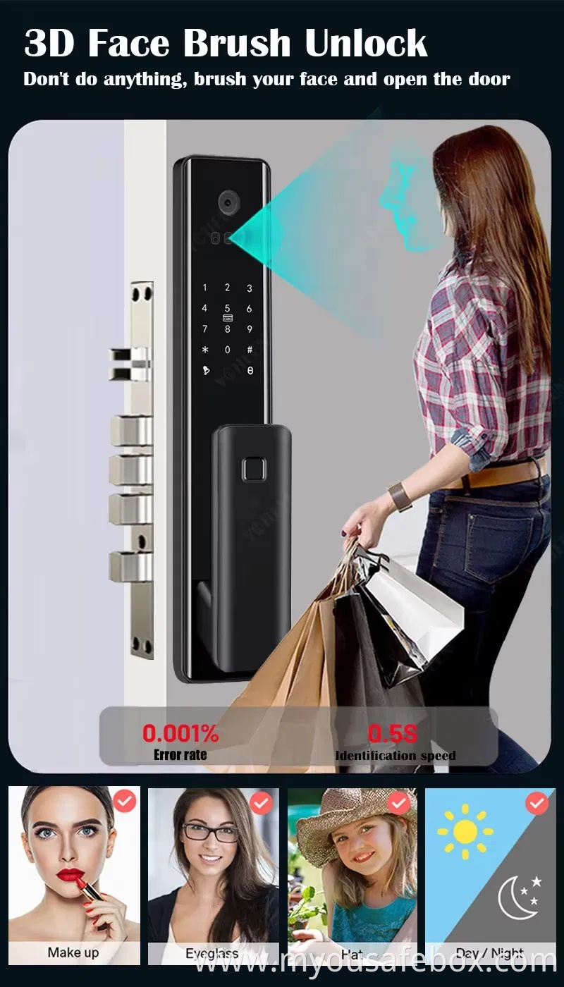 Lock Manufacturer WiFi Digital Card Security Safe Electronic Fingerprint Remote Control Smart Door Lock with Camera and Audio